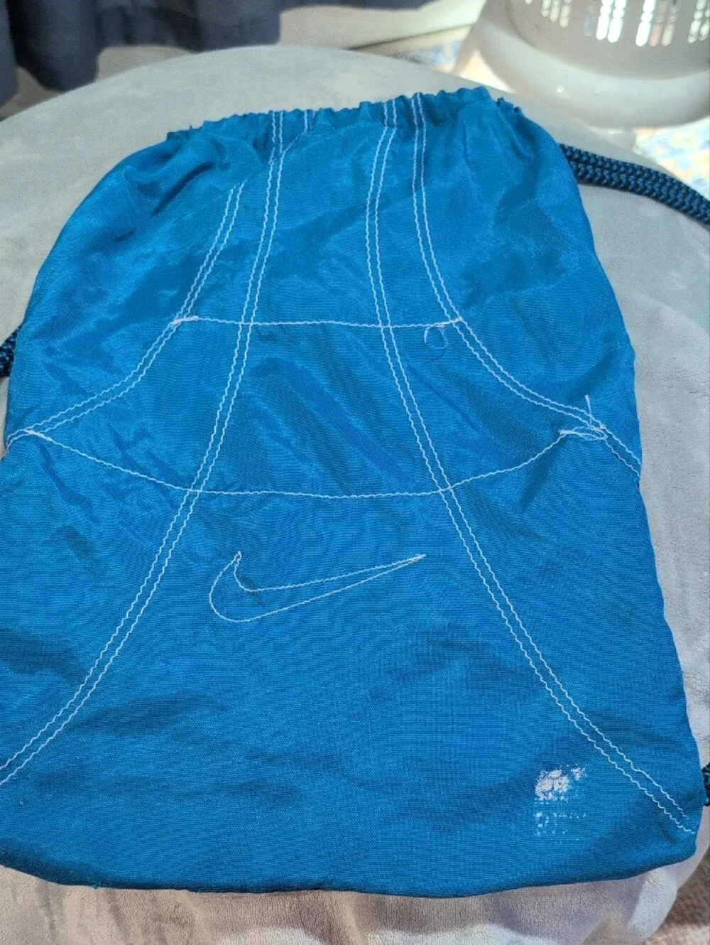 Nike Blue and White Drawstring Gym Bag